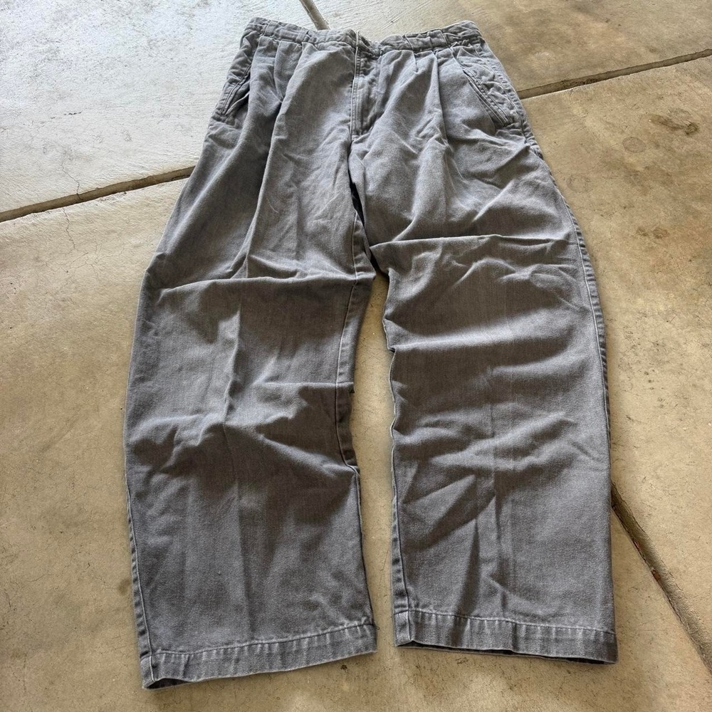 30x28 Grey Chino Style Wide Leg Pleated Pants Y2K Grunge 2000s Vintage